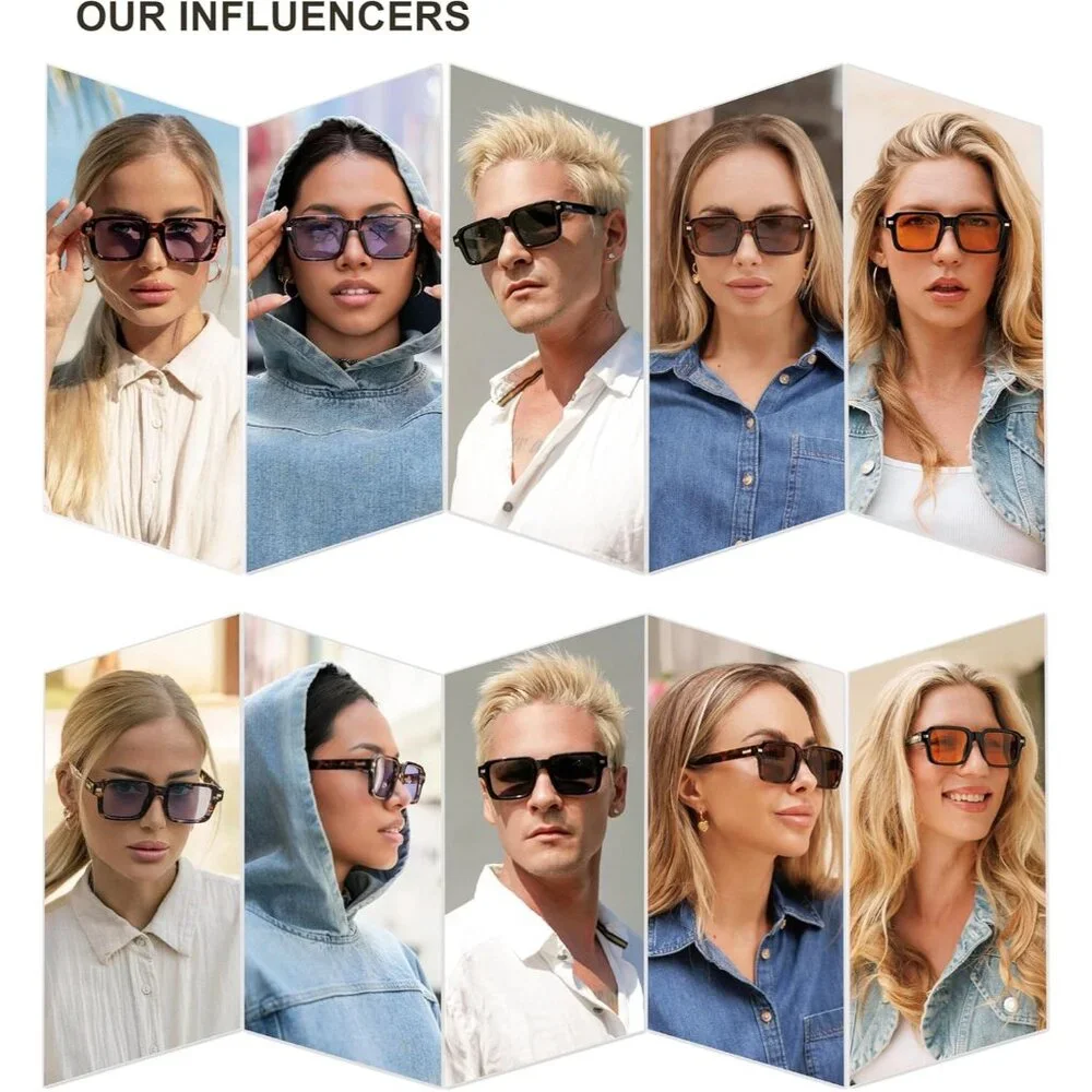 💫 Women Brown Classic Square Sunglasses Retro Vintage Rectangle Shades Eyewear